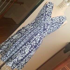 Blue batik print knit sleeveless dress